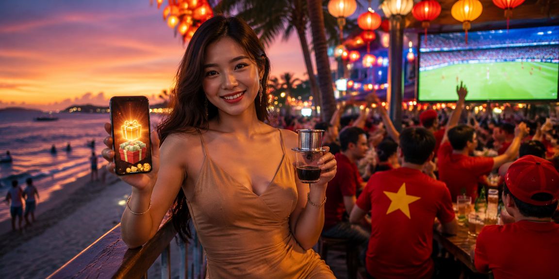 Người dùng Phú Quốc chơi casino di động bên ly cà phê